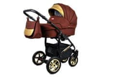 Babylux Gold Lux Chocolate | 3v1 Kombinirani Voziček kompleti | Otroški voziček + Carrycot + Avtosedežem