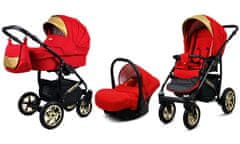 Babylux Gold Lux Scarlet | 3v1 Kombinirani Voziček kompleti | Otroški voziček + Carrycot + Avtosedežem