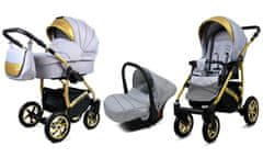 Babylux Gold Lux Silver | 3v1 Kombinirani Voziček kompleti | Otroški voziček + Carrycot + Avtosedežem