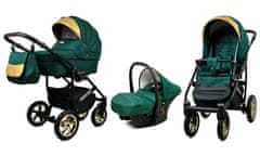 Babylux Gold Lux Bottle Green | 3v1 Kombinirani Voziček kompleti | Otroški voziček + Carrycot + Avtosedežem