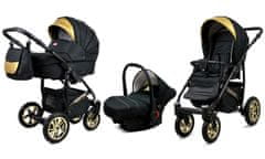 Babylux Gold Lux Onyx | 3v1 Kombinirani Voziček kompleti | Otroški voziček + Carrycot + Avtosedežem