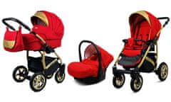 Babylux Gold Lux Scarlet | 3v1 Kombinirani Voziček kompleti | Otroški voziček + Carrycot + Avtosedežem