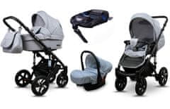 Babylux Sky Lark Silver Flex | 4v1 Kombinirani Voziček kompleti | Otroški voziček + Carrycot + Avtosedežem + ISOFIX