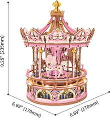 Robotime Rokr Luminous 3D lesena sestavljanka Romantični vrtiljak sanj (škatla igrač) 346 kosov