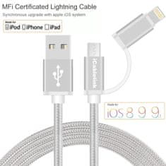 Kitajc micro USB in lightning kabel MFI certifikat 100 cm za iphone 5, 6, 7, 8...