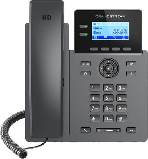 Grandstream GRP2602G telefon SIP, 2,21-palčni LCD zaslon z osvetlitvijo, 4 računi SIP, 2x1Gbit vrata, PoE