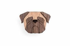 BeWooden lesena broška v obliki psa Pug Brooch univerzalna