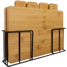 Northix Set desk za rezanje s stojalom, bambus - 5 delov 