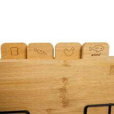 Northix Set desk za rezanje s stojalom, bambus - 5 delov 