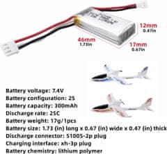 YUNIQUE GREEN-CLEAN 2pcs 7.4V 300mAh Visoke hitrosti Litij baterije za WLToys F959 F959S XK A600 A700 A800 A430 RC Airplane Model polnilne baterije za fiksno krilno jadralno letalo