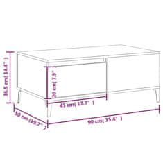 Vidaxl Klubska mizica dimljeni hrast 90x50x36,5 cm inženirski les