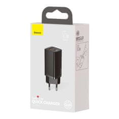 BASEUS Hitri potovalni polnilnik Baseus GaN2 Lite USB+C 65W EU (črn)