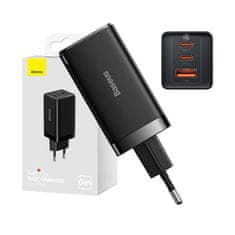 BASEUS Stenski polnilec Baseus GaN5 Pro 2xUSB-C + USB, 65W (črn)