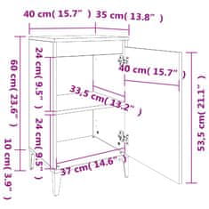 Vidaxl Nočna omarica 2 kosa dimljeni hrast 40x35x70 cm inženirski les