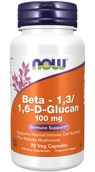 NOW Foods Beta 1,3/1,6-D-Glucan, Beta glukani, 100 mg, 90 rastlinskih kapsul