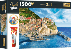 Trefl 2v1 puzzle set Manarola, Ligurija, Italija 1500 kosov z lepilom