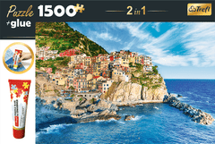 Trefl 2v1 puzzle set Manarola, Ligurija, Italija 1500 kosov z lepilom