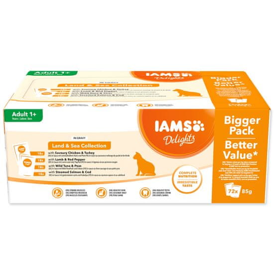 IAMS Kapsičky IAMS Delights mořské a suchozem. maso v omáčce multipack (72x85g) 6120 g