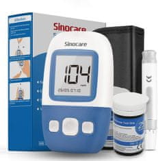 Sinocare glukometer Safe AQ Angel, 25 trakov, 25 lancet, pisalo za vzorčenje, torbica