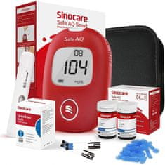 Sinocare glukometer Safe AQ Smart, 25 trakov, 25 lancet, pisalo za vzorčenje, torbica