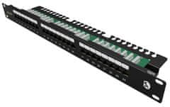 Solarix Patch panel 24x RJ-45 Cat5e UTP z veznim trakom 1U SX24L-5E-UTP-BK-N