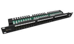 Solarix Patch panel 24x RJ-45 Cat5e UTP z veznim trakom 1U SX24L-5E-UTP-BK-N