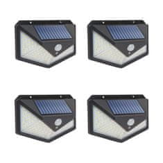 TIMMLUX 4x stenska LED solarna svetilka 136 LED 5W 260lm s senzorjem gibanja in mraka 3 načini delovanja