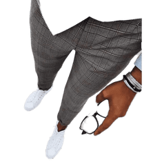 Dstreet Moški svetlo sivi chinos hlače na karo SIMPLY ux3958 s30