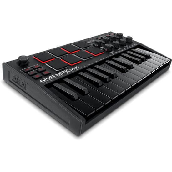 Akai AKAI MPK Mini MK3 MIDI kontroler s 25 tipkami in 8 padom, USB povezava, črn