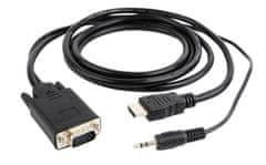 shumee GEMBIRD A-HDMI-VGA-03-10 adapter (HDMI M - D-Sub (VGA), 3,5 mm stereo jack M; 3m; črn)