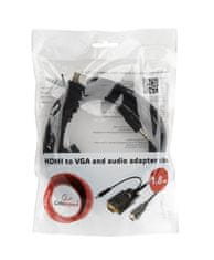 Gembird gembird a-hdmi-vga-03-10 video kabelski adapter 3 m hdmi + 3,5 mm vga (d-sub) črn