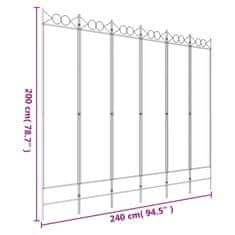 Vidaxl Paravan 6-delni bel 240x200 cm blago