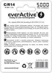 everActive Polnilne baterije everActive Ni-MH R14 C 5000 mAh Profesionalna linija, paket 4 kosov, 1,2 V, okolju prijazne.