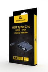 Gembird cablexpert a-usb3c-hdmivga-01 video kabelski adapter 0,15 m usb type-c hdmi + vga (d-sub) siva