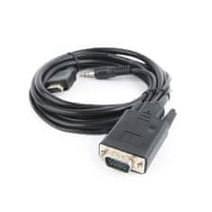 Gembird gembird a-hdmi-vga-03-10 video kabelski adapter 3 m hdmi + 3,5 mm vga (d-sub) črn