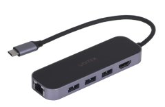 Unitek UNITEK USB-C HUB 3.1 z RJ-45, 3xUSB-A, HDMI 4K, PD100W - Hitro polnjenje in visoka hitrost prenosa podatkov