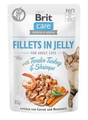 Brit BRIT Care Filleti v želeju - mokra hrana za mačke, 12 x 85g, piščanec, puran, riba, brez glutena, za odrasle in starejše mačke