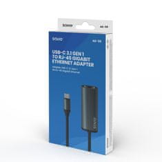 SAVIO savio adapter usb-c 3.1 gen.1 (m) na rj-45 gigabitni ethernet (f), 1000 mbps, ak-56, siva