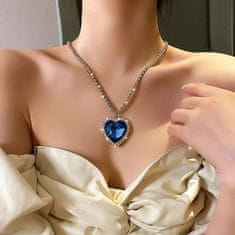 Cool Mango Modra ženska okrogla ogrlica, srce oceana - Titanic