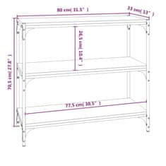 Vidaxl Knjižna omara siva sonoma 80x33x70,5 cm inženirski les in jeklo