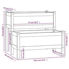 Vidaxl Visoka greda siva 84,5x84x75 cm trdna borovina