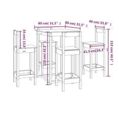 Vidaxl Barska garnitura 5-delna trdna borovina