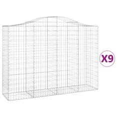 Vidaxl Obokane gabion košare 9 kosov 200x50x140/160cm pocinkano železo