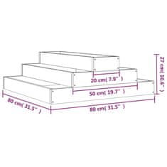 Vidaxl Visoka greda siva 80x80x27 cm trdna borovina