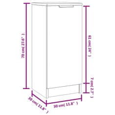 Vidaxl Komoda črna 30x30x70 cm inženirski les