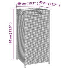 Greatstore Koš za smeti črn 40x40x80 cm poli ratan