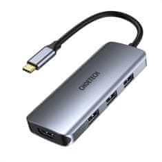 slomart choetech 7v1 večnamensko vozlišče usb tipa c - 3x usb 3.2 gen 1 / bralnik kartic sd in tf / hdmi 4k 30hz / usb tipa c siva (hub-m19 siva)