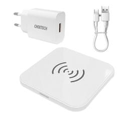 Choetech Qi brezžični polnilec za telefon slušalke polnilec EU USB - microUSB kabel 1,2 m KIT bela