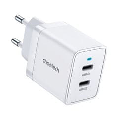 slomart choetech omrežni polnilnik 2xusb-c pd 40w bela (q5006-eu)