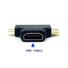 Kitajc 3 v 1 Mikro in mini moški HDMI na 90 stopinj ženski HDMI COMBO adapter